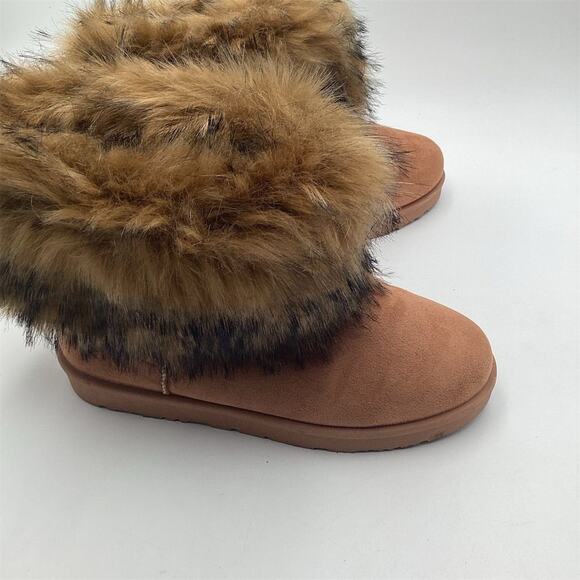 Mata Women's Black Faux Fur Winter Booties Size 9 Round Toe Flat - Picture 10 of 11